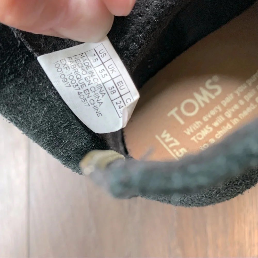 Toms Leila Suede Heeled Black Boots